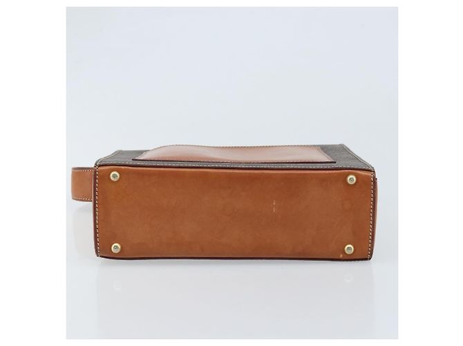 Céline Borsa a Spalla in Tela Macadam CELINE in Pelle PVC Marrone Oro Auth BSZ507 D'oro - vista 5