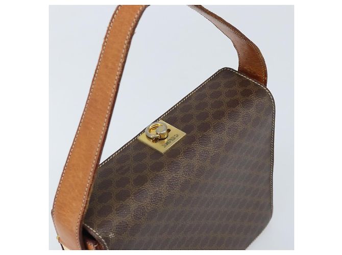 Céline Borsa a Spalla in Tela Macadam CELINE in Pelle PVC Marrone Oro Auth BSZ507 D'oro - vista 6