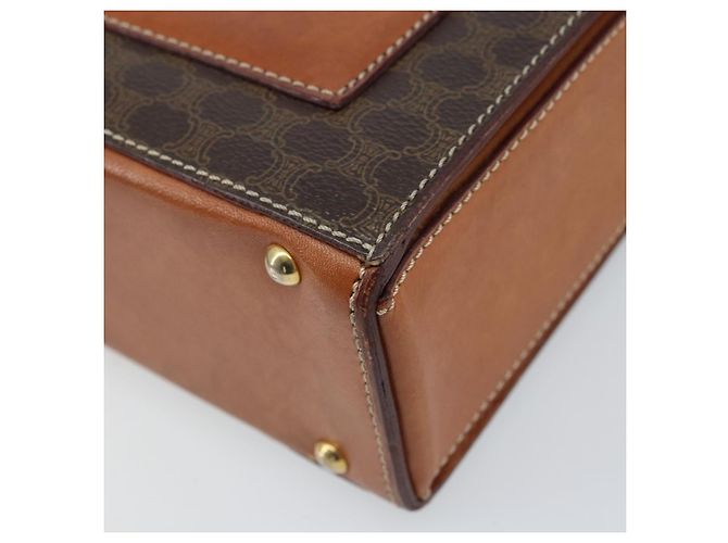 Céline Borsa a Spalla in Tela Macadam CELINE in Pelle PVC Marrone Oro Auth BSZ507 D'oro - vista 9