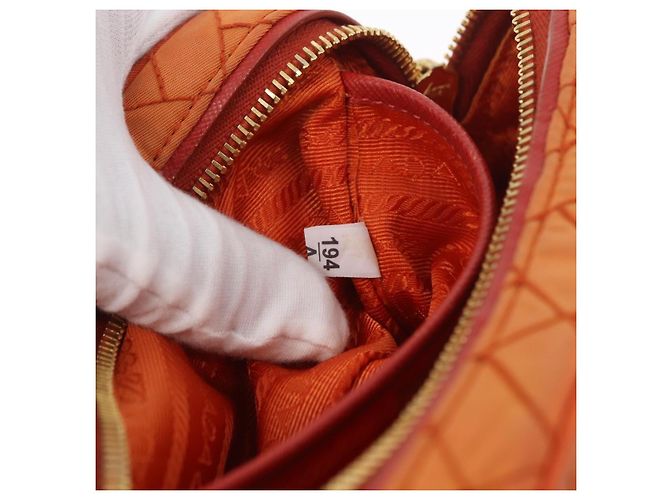 Borsa a Spalla PRADA Nylon Arancione Oro Auth LNZ699 D'oro - vista 12