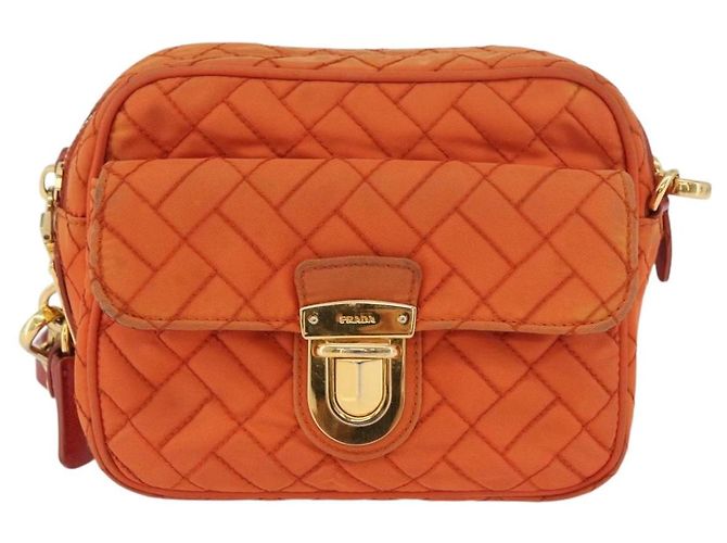 Borsa a Spalla PRADA Nylon Arancione Oro Auth LNZ699 D'oro - vista 13