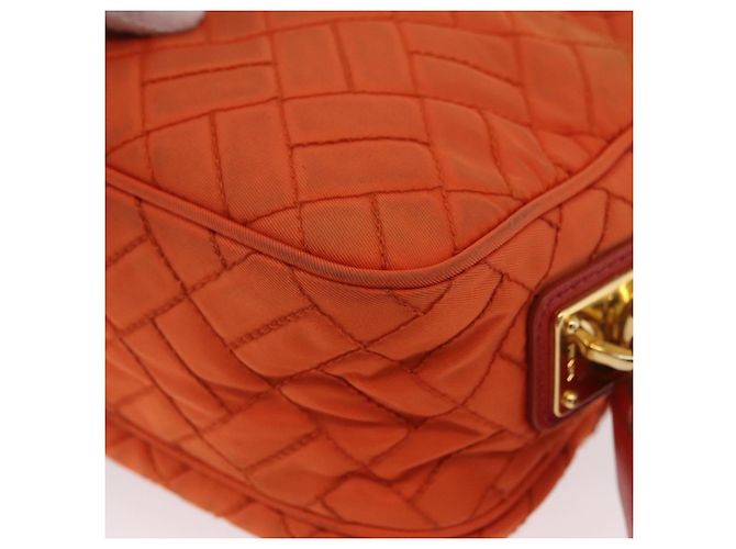 Borsa a Spalla PRADA Nylon Arancione Oro Auth LNZ699 D'oro - vista 16