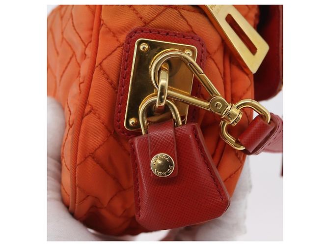 Borsa a Spalla PRADA Nylon Arancione Oro Auth LNZ699 D'oro - vista 17
