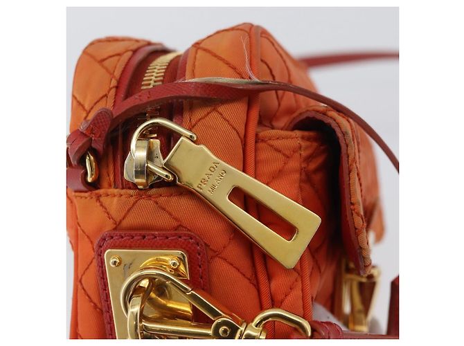 Borsa a Spalla PRADA Nylon Arancione Oro Auth LNZ699 D'oro - vista 18