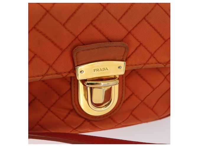 Borsa a Spalla PRADA Nylon Arancione Oro Auth LNZ699 D'oro - vista 19