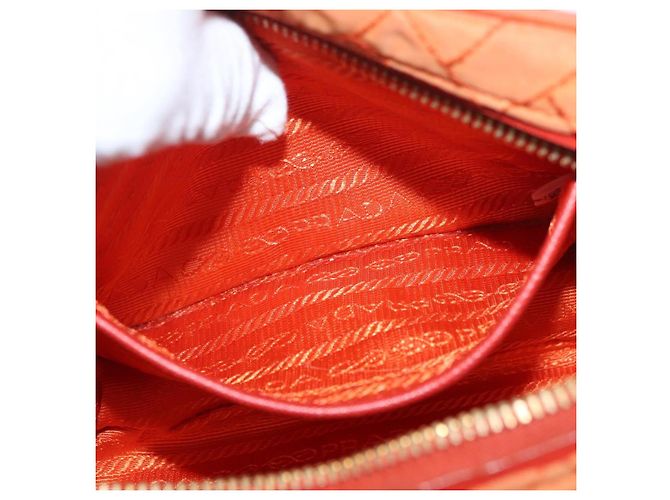 Borsa a Spalla PRADA Nylon Arancione Oro Auth LNZ699 D'oro - vista 23
