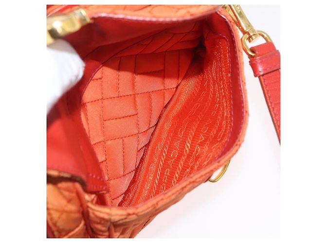 Borsa a Spalla PRADA Nylon Arancione Oro Auth LNZ699 D'oro - vista 24