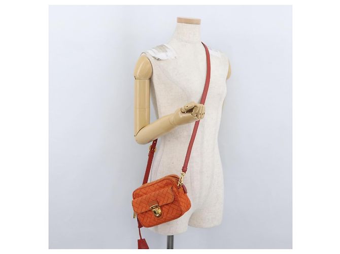 Borsa a Spalla PRADA Nylon Arancione Oro Auth LNZ699 D'oro - vista 25