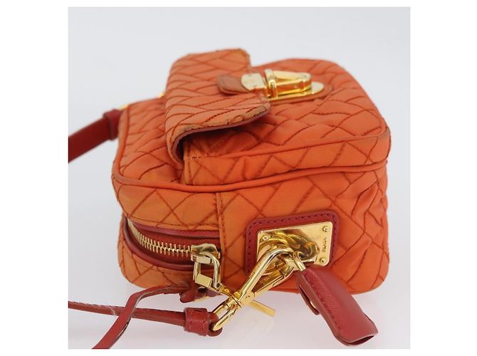 Borsa a Spalla PRADA Nylon Arancione Oro Auth LNZ699 D'oro - vista 4