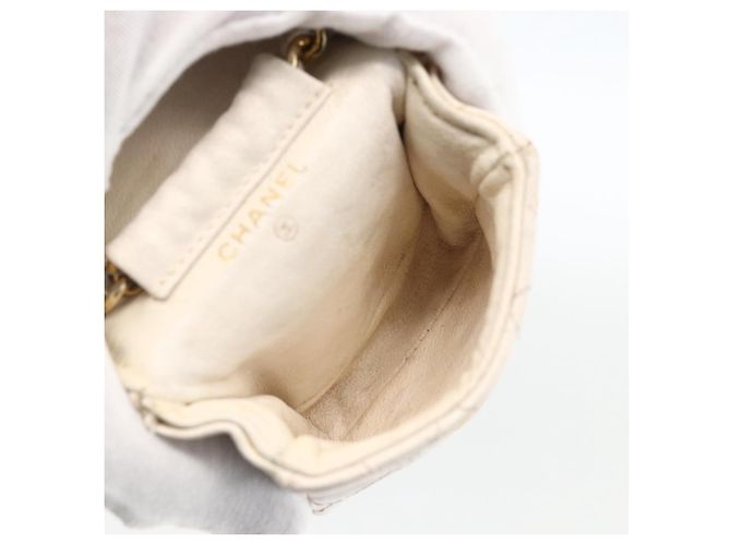 CHANEL Minimini Matelassé 7 Pouch Pelle Bianco Oro CC Auth LNZ849 D'oro - vista 12