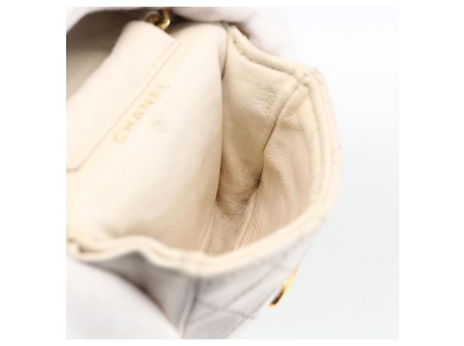 CHANEL Minimini Matelassé 7 Pouch Pelle Bianco Oro CC Auth LNZ849 D'oro - vista 17