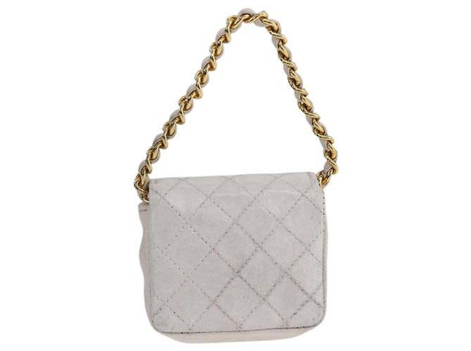 CHANEL Minimini Matelassé 7 Pouch Pelle Bianco Oro CC Auth LNZ849 D'oro - vista 2