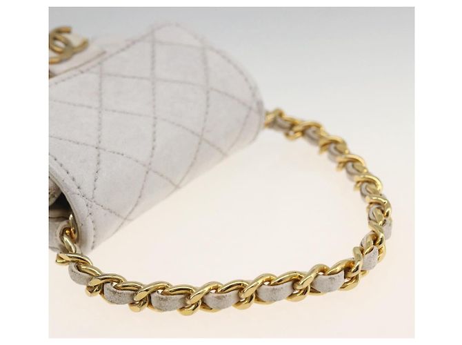 CHANEL Minimini Matelassé 7 Pouch Pelle Bianco Oro CC Auth LNZ849 D'oro - vista 7