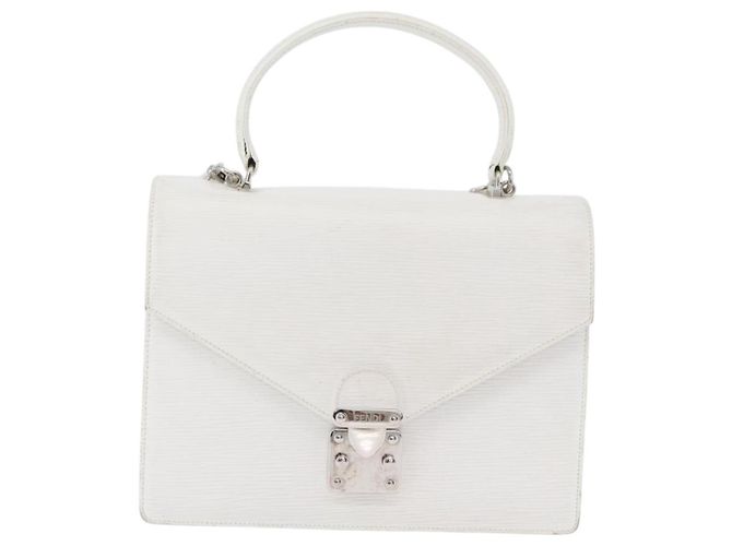 FENDI Handtasche aus Leder 2-in-1 Weiß Silber Authentisch LNZ694 - Ansicht 13