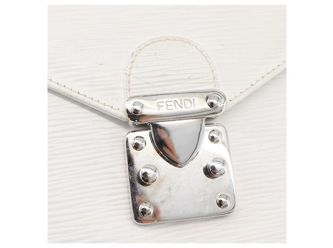 FENDI Handtasche aus Leder 2-in-1 Weiß Silber Authentisch LNZ694 - Ansicht 19
