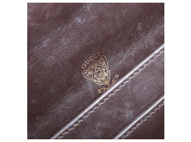 Borsa a spalla in pelle Sherry Line Horsebit Web GUCCI marrone scuro oro Auth ep13957 D'oro - vista 10