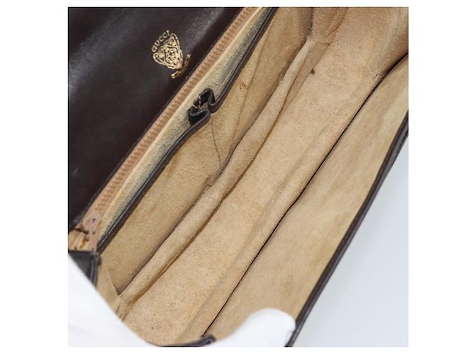 Borsa a spalla in pelle Sherry Line Horsebit Web GUCCI marrone scuro oro Auth ep13957 D'oro - vista 11