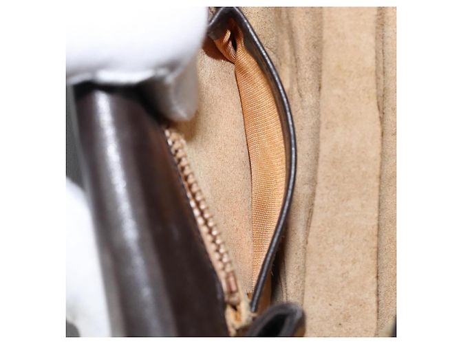 Borsa a spalla in pelle Sherry Line Horsebit Web GUCCI marrone scuro oro Auth ep13957 D'oro - vista 22