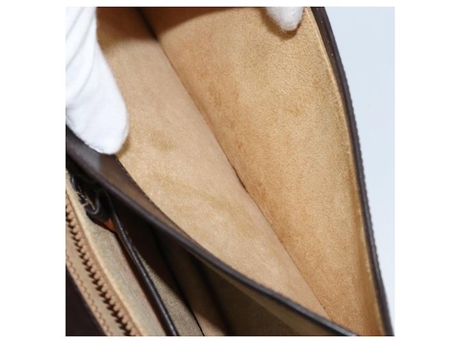 Borsa a spalla in pelle Sherry Line Horsebit Web GUCCI marrone scuro oro Auth ep13957 D'oro - vista 23