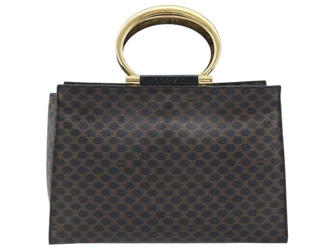 Céline Borsa a mano in tela Macadam CELINE in pelle PVC nera e oro Auth LNZ872A Nero D'oro - view 13