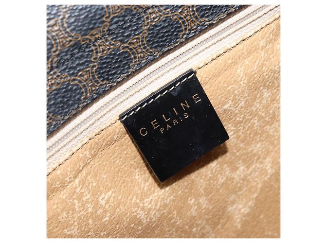 Céline Borsa a mano in tela Macadam CELINE in pelle PVC nera e oro Auth LNZ872A Nero D'oro - view 17