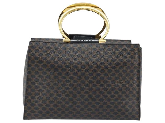 Céline Borsa a mano in tela Macadam CELINE in pelle PVC nera e oro Auth LNZ872A Nero D'oro - view 2