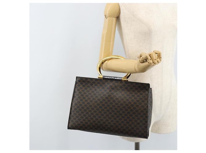 Céline Borsa a mano in tela Macadam CELINE in pelle PVC nera e oro Auth LNZ872A Nero D'oro - view 22