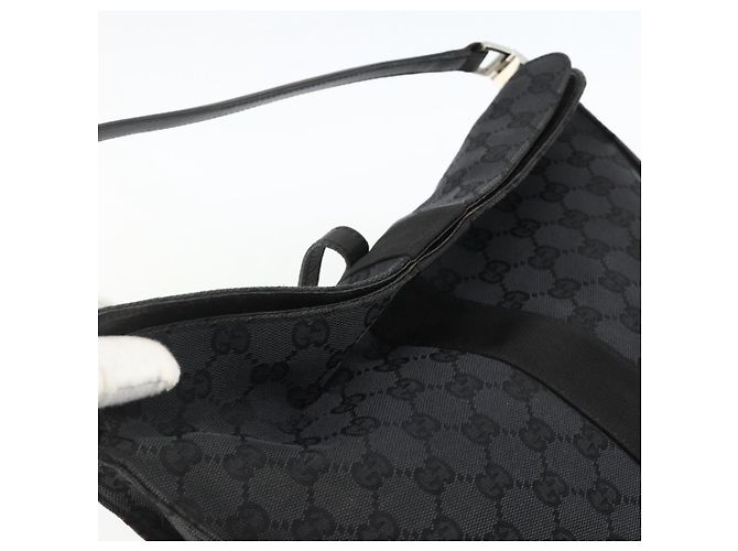 Borsa a Spalla Jackie in Tela GG Gucci in Pelle Nera e Argento 001 3355 Auth BAZ566A Nero - vista 10