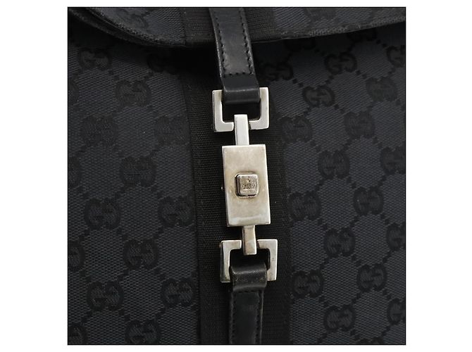 Borsa a Spalla Jackie in Tela GG Gucci in Pelle Nera e Argento 001 3355 Auth BAZ566A Nero - vista 17