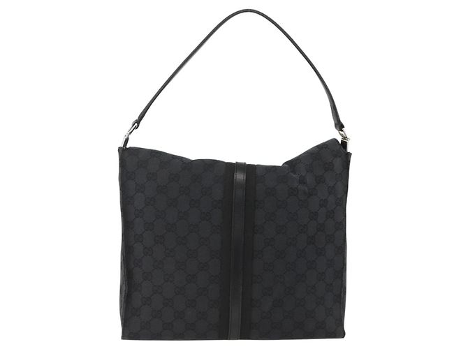 Borsa a Spalla Jackie in Tela GG Gucci in Pelle Nera e Argento 001 3355 Auth BAZ566A Nero - vista 2