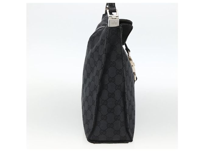 Borsa a Spalla Jackie in Tela GG Gucci in Pelle Nera e Argento 001 3355 Auth BAZ566A Nero - vista 3