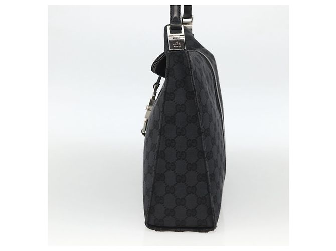 Borsa a Spalla Jackie in Tela GG Gucci in Pelle Nera e Argento 001 3355 Auth BAZ566A Nero - vista 4