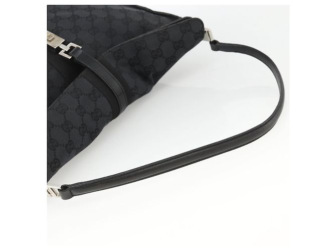 Borsa a Spalla Jackie in Tela GG Gucci in Pelle Nera e Argento 001 3355 Auth BAZ566A Nero - vista 7