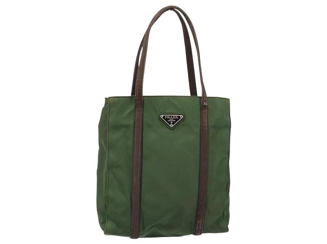 PRADA Borsa a mano in nylon verde Auth bs34103 - vista 13