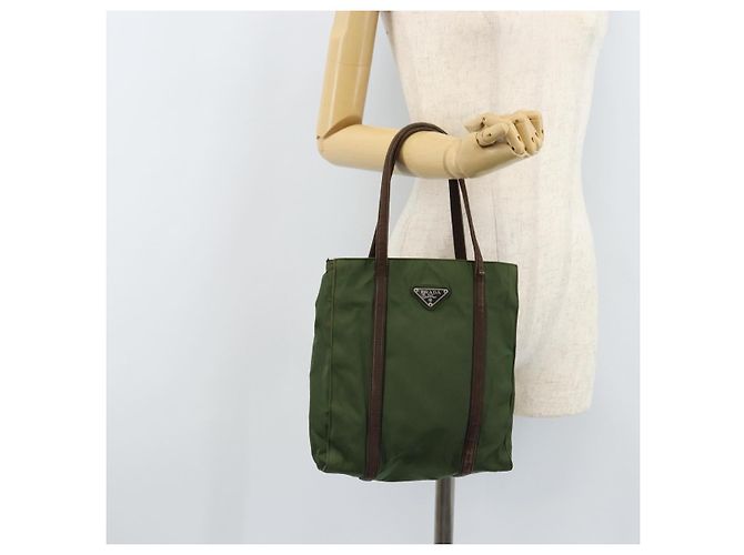 PRADA Borsa a mano in nylon verde Auth bs34103 - vista 25