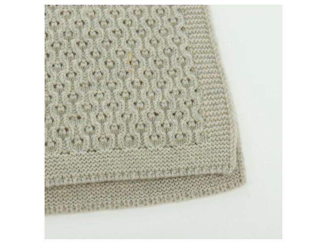 Sciarpa CHANEL COCO Mark Cashmere Beige Argento CC Auth BA11371V - vista 10