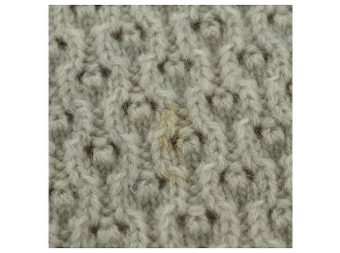 Sciarpa CHANEL COCO Mark Cashmere Beige Argento CC Auth BA11371V - vista 11