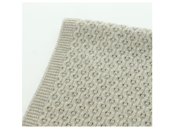 Sciarpa CHANEL COCO Mark Cashmere Beige Argento CC Auth BA11371V - vista 12