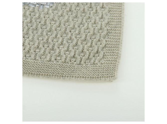 Sciarpa CHANEL COCO Mark Cashmere Beige Argento CC Auth BA11371V - vista 7