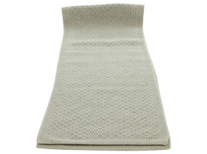 Sciarpa CHANEL COCO Mark Cashmere Beige Argento CC Auth BA11371V - vista 8