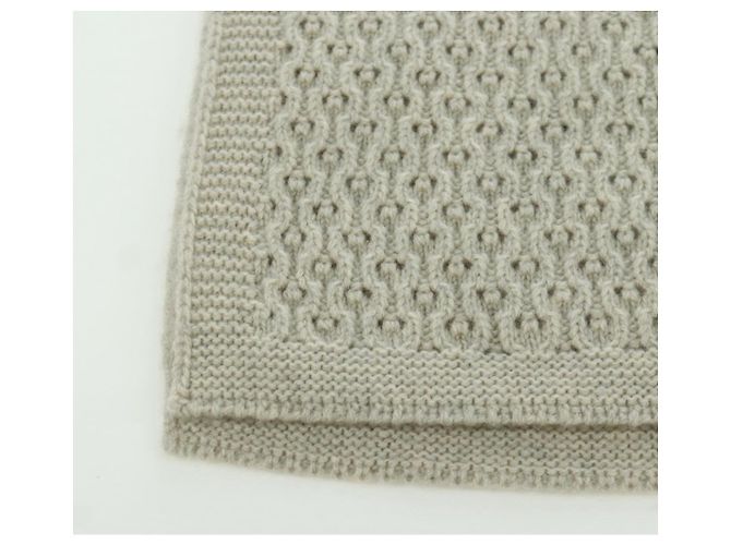 Sciarpa CHANEL COCO Mark Cashmere Beige Argento CC Auth BA11371V - vista 9