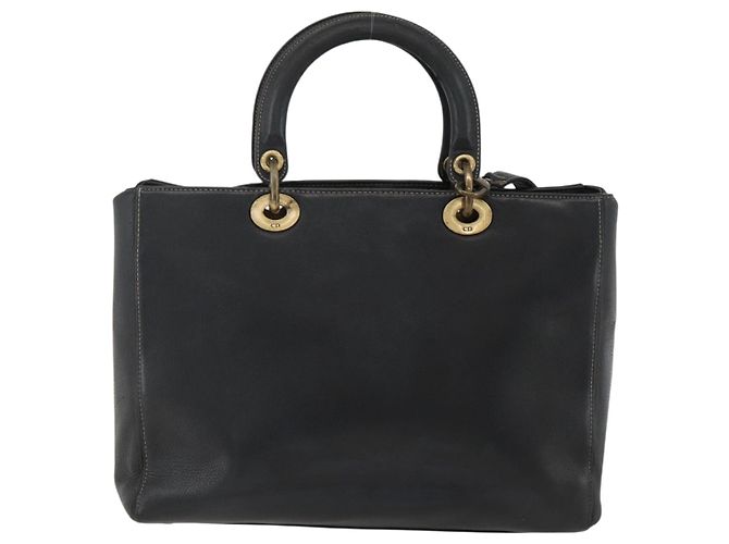 Christian Dior Borsa Tote Lady Dior in pelle 2 in 1 nera e oro Auth ARZ701 Nero D'oro - vista 2