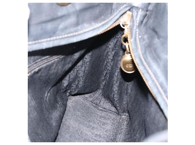 Christian Dior Borsa Tote Lady Dior in pelle 2 in 1 nera e oro Auth ARZ701 Nero D'oro - vista 21