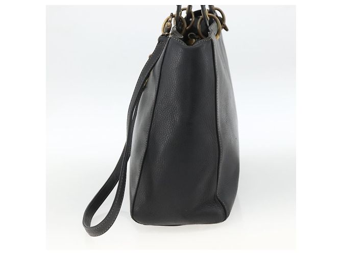 Christian Dior Borsa Tote Lady Dior in pelle 2 in 1 nera e oro Auth ARZ701 Nero D'oro - vista 3