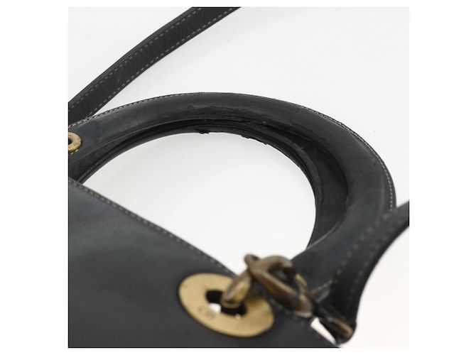 Christian Dior Borsa Tote Lady Dior in pelle 2 in 1 nera e oro Auth ARZ701 Nero D'oro - vista 8