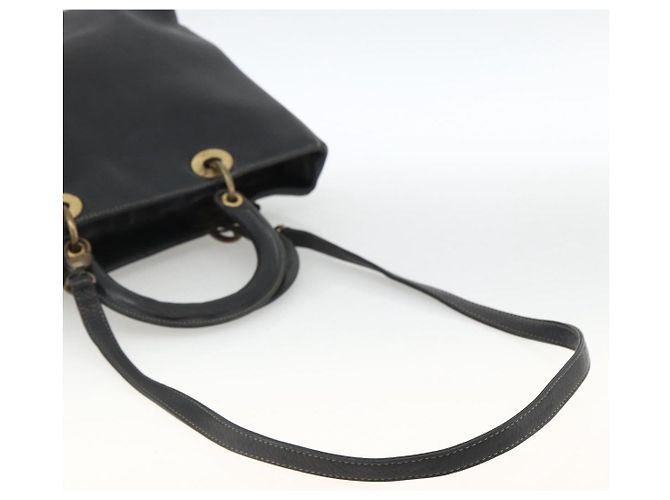 Christian Dior Borsa Tote Lady Dior in pelle 2 in 1 nera e oro Auth ARZ701 Nero D'oro - vista 9