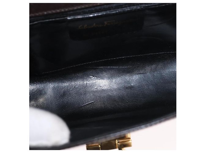 Borsa a Spalla Gancini in Pelle Marrone Oro Salvatore Ferragamo Auth ka3381 D'oro - vista 11