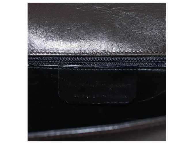 Borsa a Spalla Gancini in Pelle Marrone Oro Salvatore Ferragamo Auth ka3381 D'oro - vista 12