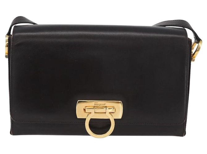 Borsa a Spalla Gancini in Pelle Marrone Oro Salvatore Ferragamo Auth ka3381 D'oro - vista 13