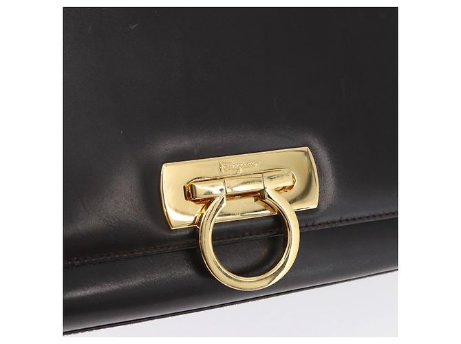 Borsa a Spalla Gancini in Pelle Marrone Oro Salvatore Ferragamo Auth ka3381 D'oro - vista 19